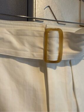 Vince Off-White High-Waist Belted Twill Shorts